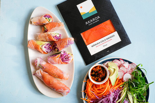 Cold Smoked Salmon and Cream Cheese Fresh Rice Paper Rolls