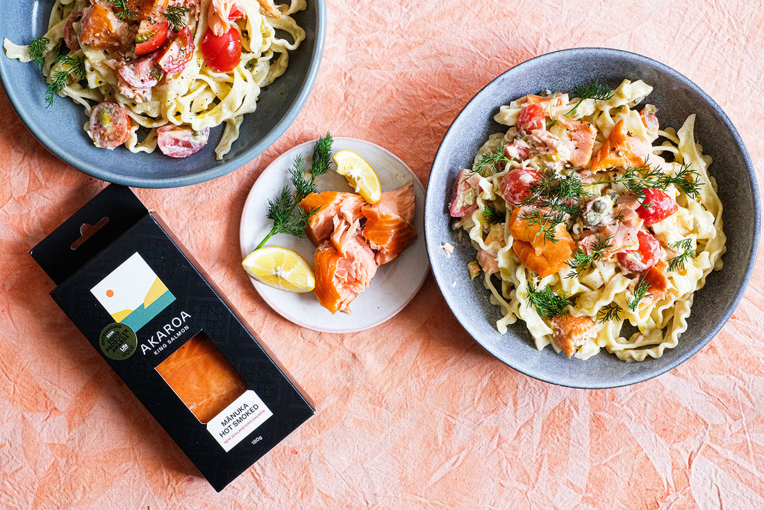 Creamy Hot Smoked Salmon Fettuccine