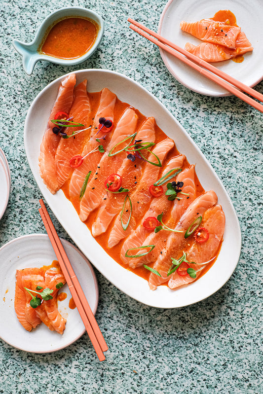 Sashimi Salmon Plate with Korean Style Dipping Sauce