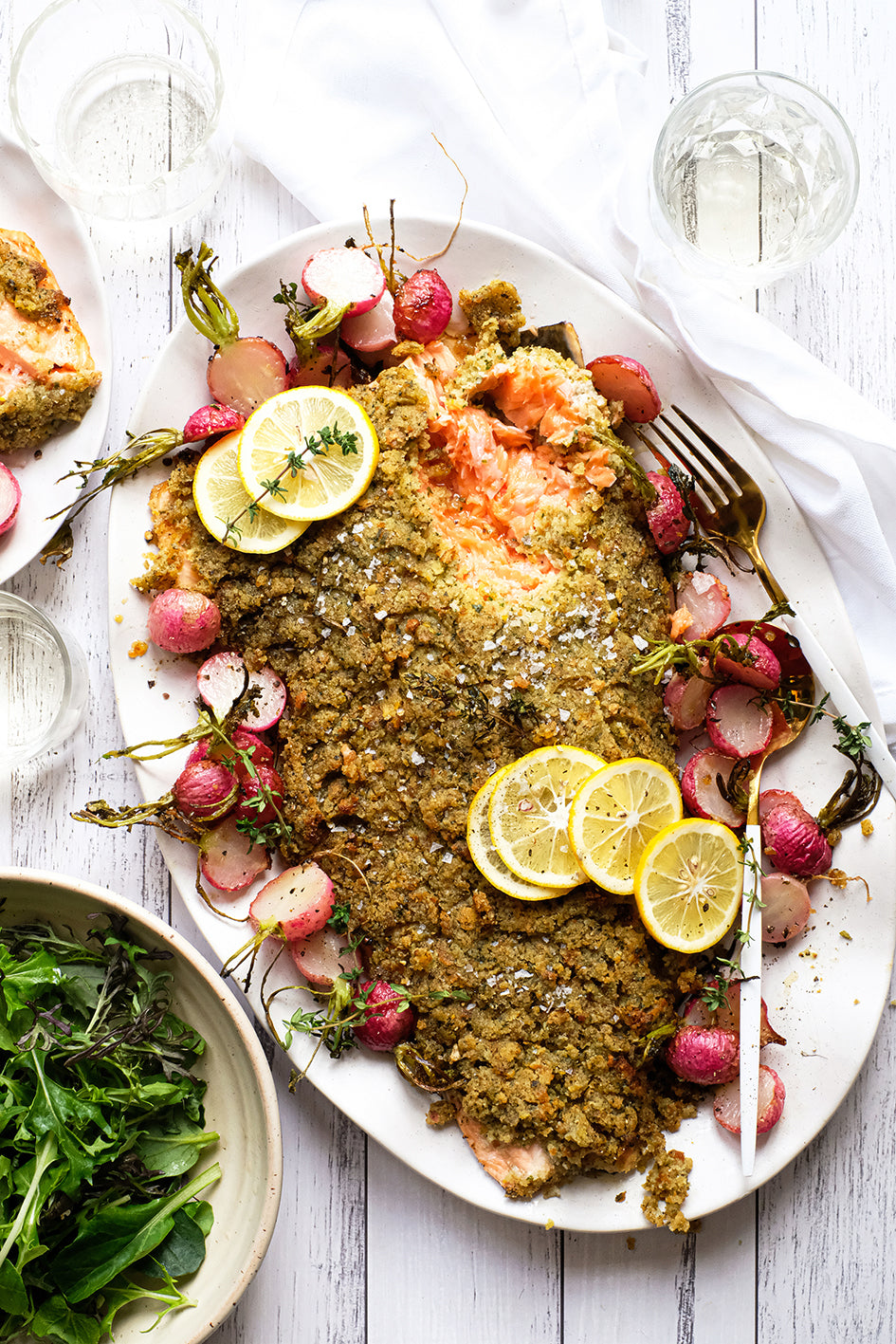 Lemon-Crusted Salmon with Roasted Radishes