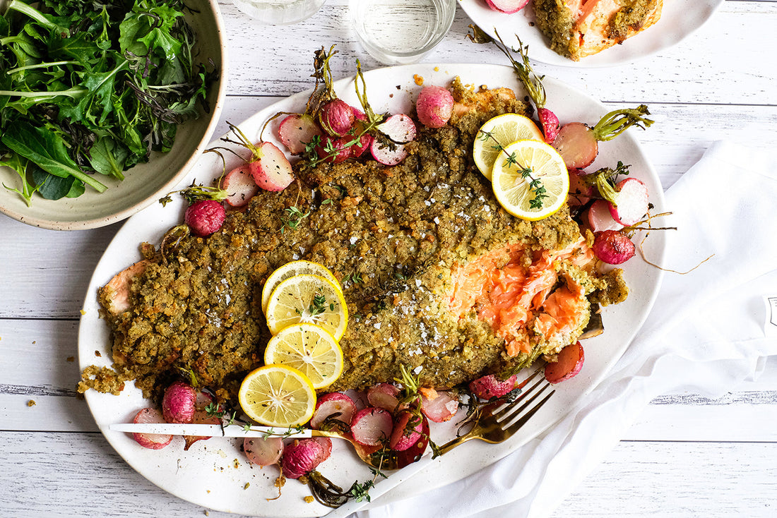 Lemon-Crusted Salmon with Roasted Radishes